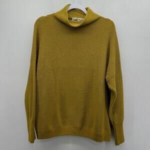 Chelsea & Theodore Mock Turtle Neck Ribbed Sweater Womens Large Green‎